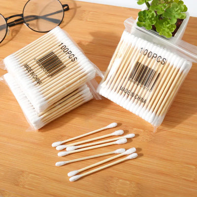 Double Head Wood Cotton Swab Women Makeup Cotton Buds Tip Wood Sticks Nose Ear Cleaning Baby Health Care Tools palos de madera