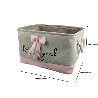 Pink Storage Basket for Girls Toys Cartoon Sundries Basket Clothes Storage Bin Collapsible Laundry Hamper for Home Organizer