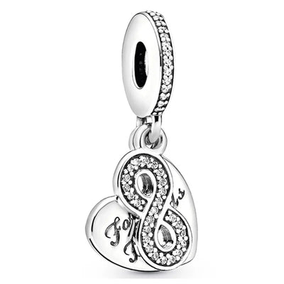 2024 New 925 Silver Plated Diamond Heart Bell Loose Charm Beads For Pandora DIY Bracelet Necklace Jewelry Accessories Gifts