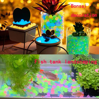 50Pcs Small Glow In The Dark Garden Pebbles For Garden Terrace Lawn Garden Fish Tank Aquarium Decoration Luminous Rocks Stones