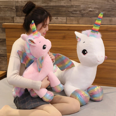 Huggable Soft Cute Unicorn Dream Rainbow Plush Toy High Quality Pink Horse Sweet Girl Home Decor Sleeping Pillow Gift For Kids