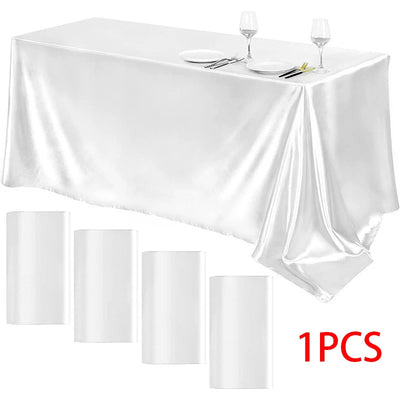 Solid Color Satin Tablecloth Table Cover Overlay Birthday Wedding Banquet Restaurant Festival Party Table Cloth Decoration
