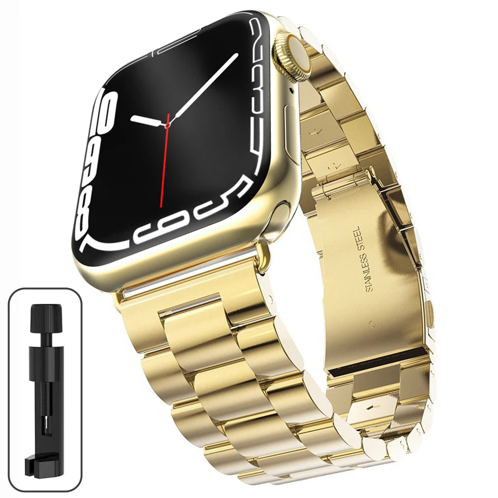 Stainless Steel Strap For Apple Watch 46mm Ultra 49mm Metal Wristband Bracelet For iWatch 10 9 8 5 4 SE 42mm Business Watchband