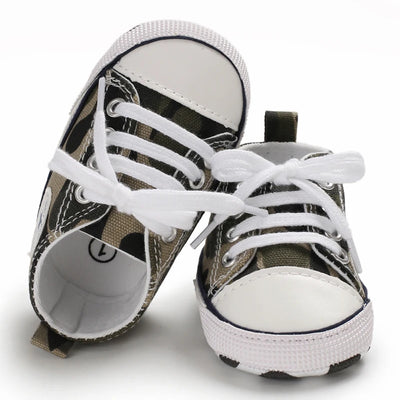 CLASSIC CANVAS BABY SPORTS SHOES – GENDER-NEUTRAL FIRST WALKER WITH NON-SLIP SOFT SOLES FOR NEWBORN & TODDLER CRIB USE
