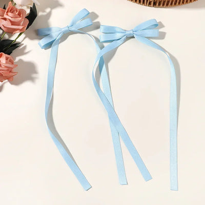 2pcs 2025 New Cute Ribbon Bow Headband Long Tassel Hair Clip Women's Hair Accessories Girls Party Headwear Side Clips Wholesale