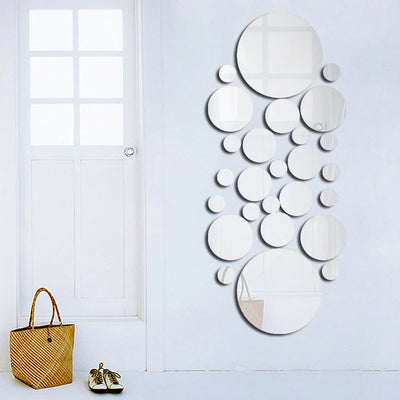 32pcs Modern Acrylic Mirror Wall Stickers 3D Home Decor DIY Art Ornaments Wall Sticker Living Room Bathroom Bedroom Decoration