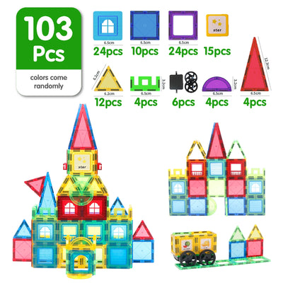 Magplayer Magnetic Building Blocks Construction Set Magnet Tiles Children Montessori Educational Game Toys For Kid Boy Girl Gift