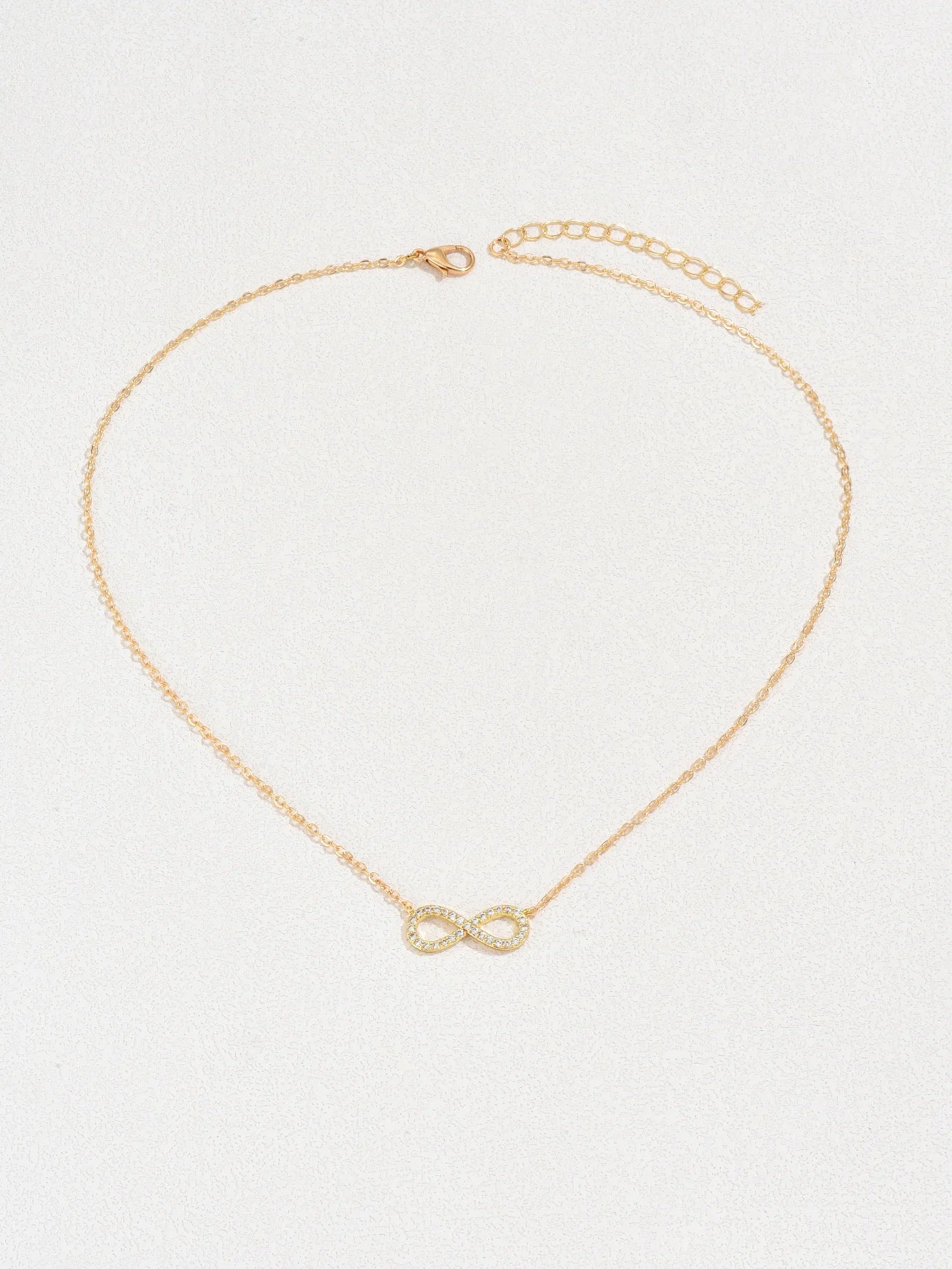Fashion Simple Stainless Steel Infinity Pendant Necklace for Women Classic Lucky Zircon Love You Forever Jewelry Birthday Gift