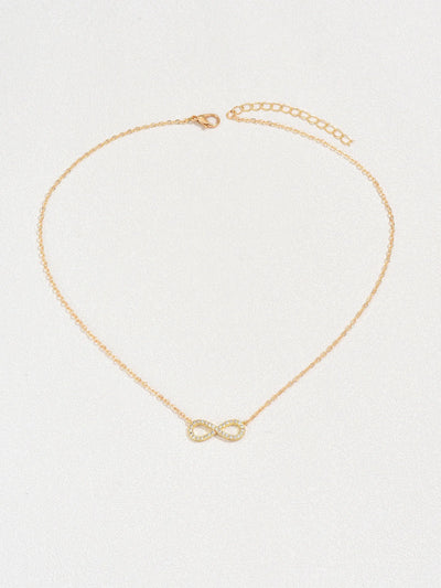 Fashion Simple Stainless Steel Infinity Pendant Necklace for Women Classic Lucky Zircon Love You Forever Jewelry Birthday Gift