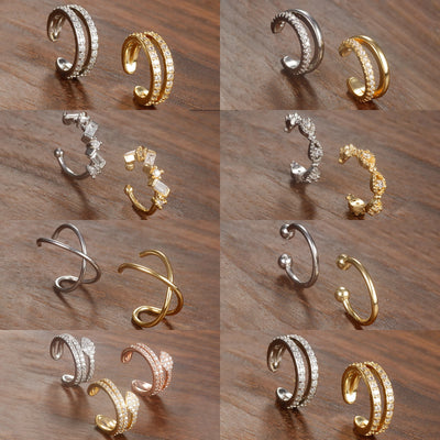 1PC Stainless Steel Zircon Clip Earrings Female Buckle Ear Cuff No Piercings Fake Cartilage Ear for Women 2024 Fashion Jewelry