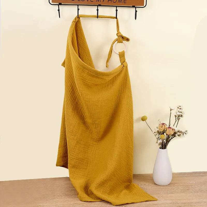 BREATHABLE COTTON MUSLIN BABY NURSING COVER – MATERNITY BREASTFEEDING APRON & STROLLER BLANKET