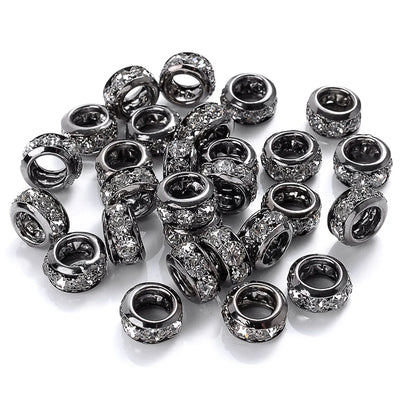 10-30pcs/lot Rhinestone Spacer Beads Round Gold Silver Metal Czech Crystal Beads for Jewelry Making DIY Bracelets Accessories