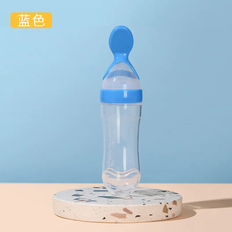 Squeezing Feeding Bottle Silicone Newborn Baby Training Rice Spoon Infant Cereal Food Supplement Feeder Safe Tableware Tools