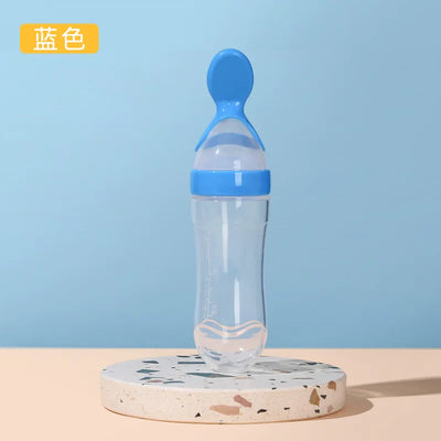 Squeezing Feeding Bottle Silicone Newborn Baby Training Rice Spoon Infant Cereal Food Supplement Feeder Safe Tableware Tools