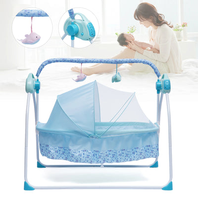 3-COLOR LED BLUETOOTH ELECTRIC BABY CRADLE WITH AUTO SWING, SAFE CRIB, INFANT ROCKER & MP3 MUSIC PLAYER