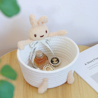 cartoon style weave sundries Storage Baskets household cosmetic hairpin Organize deposit container child toy classification case