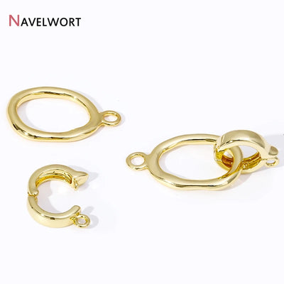 18K Gold Plated Brass Pearl Clasp Connector Fastener,Oval Closure Lock Clasps For DIY Bracelet Necklace Making Accessories
