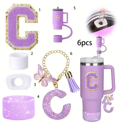6PCS SILICONE ACCESSORY SET FOR STANLEY 40OZ TUMBLER WITH HANDLE – INCLUDES STRAW TOPPERS, BOOT COVER, AND SPILL-PROOF STOPPERS