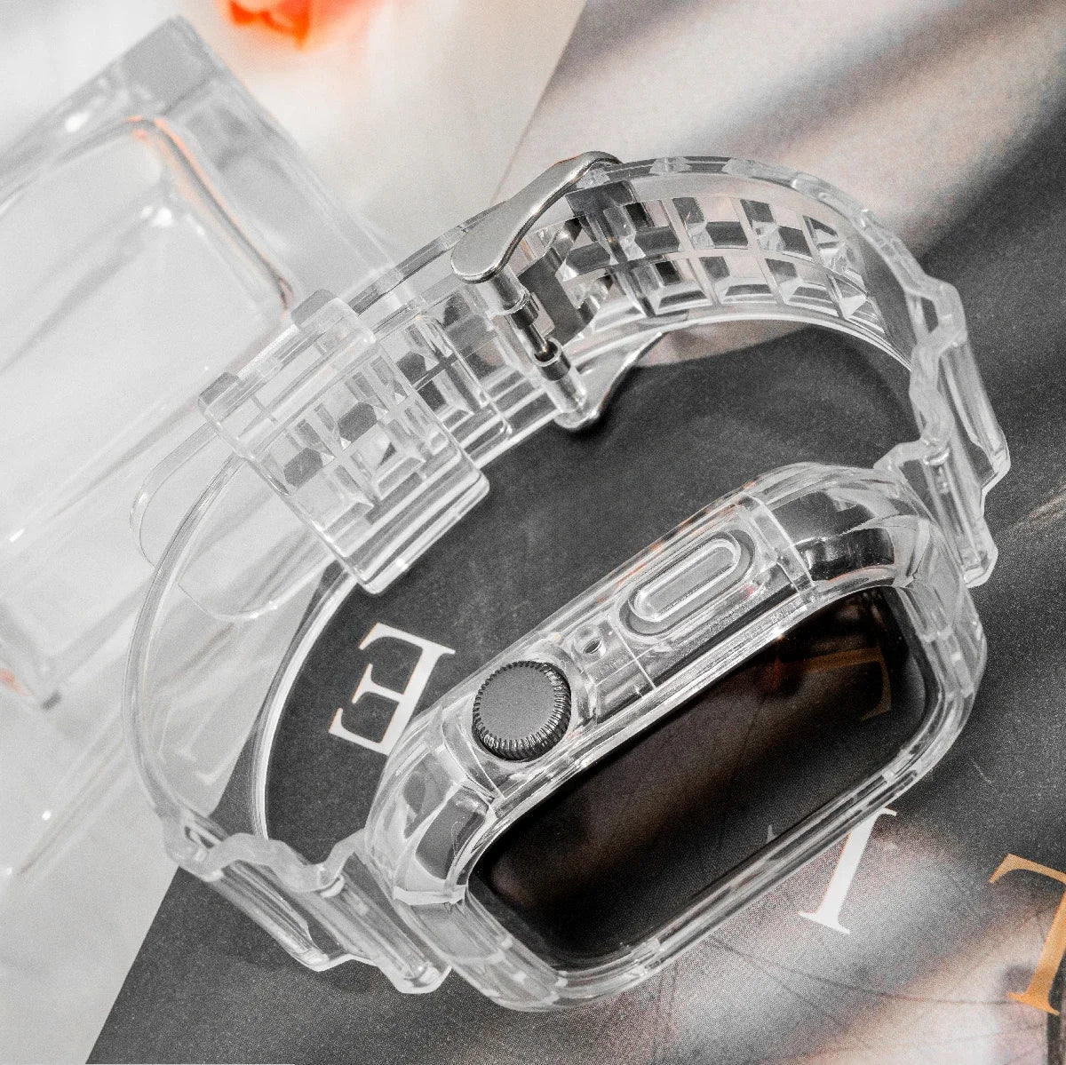 Silicone Band+Case for Apple Watch 10 42 46mm Strap 44/45MM 41/40mm Transparent Bracelet For Iwatch Series 9 8 7 6 Se 5 Correas