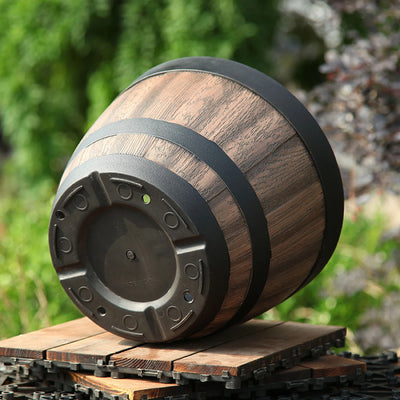Plant Pot Faux Whiskey Barrel Shape Home Decor Plastic Indoor Outdoor Yard Patio Flowerpot Succulent Planter for Garden