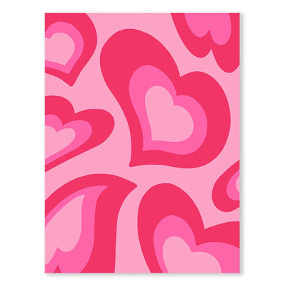 Abstract Pink Purple Danish Pastel Love Heart Cherry Butterfly Poster Nordic Bedroom Wall Aesthetic Art Print Picture Room Decor
