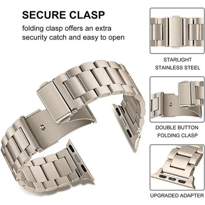 Stainless Steel Strap For Apple Watch 46mm Ultra 49mm Metal Wristband Bracelet For iWatch 10 9 8 5 4 SE 42mm Business Watchband