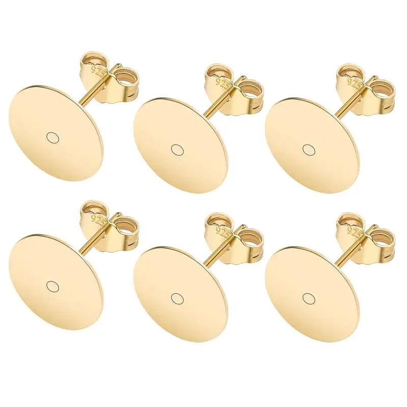 50pcs/lot 925 Silver Plated Blank Post Earring Studs Base Pin With Earring Plug Findings Ear Back DIY Jewelry Making Accessories