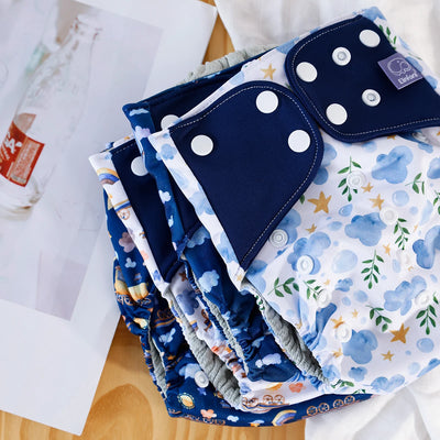 4PCS/SET WASHABLE REUSABLE BABY CLOTH DIAPERS ADJUSTABLE BABY NAPPY FOR 3-15KG BABY