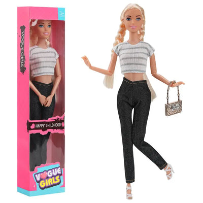 11-Inch Miniso Anime Barbie Series Doll Fashion Travel Striped Shirt Jeans Hat Toy Girls Play House Interactive Toys Kid Gift