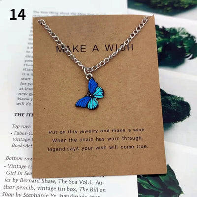 Fashion Butterfly Pendant Necklaces for Women Sweet Simple Multicolor Insect Clavicle Chain Necklace Party Jewelry Accessories
