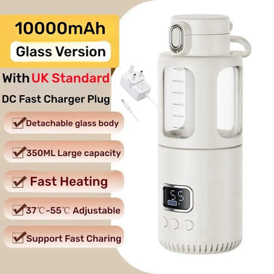 Portable Bottle Warmer For Baby Milk Travel Fast Heating &Charging 10000/18000mAh Battery Thermostat Electric Baby Bottle Heater