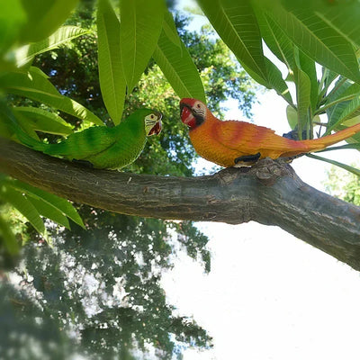 Simulation Parrot Statue Birds Wall Mounted Outdoor Garden Resin Tree Hanging Decoration Animal Sculpture Home Ornament Decor