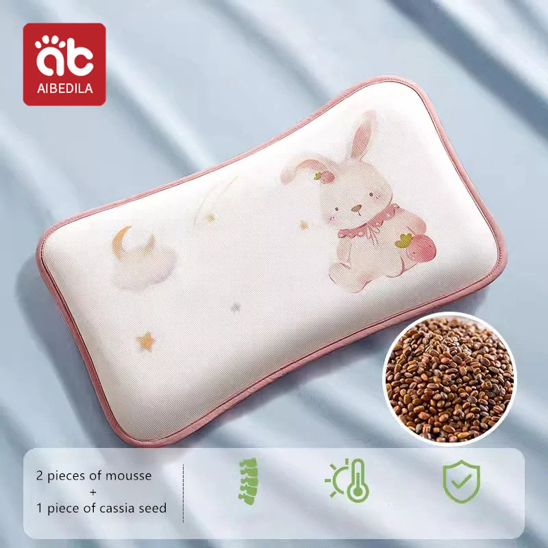 AIBEDILA BABY KIDS CARTOON HEAD PROTECTION PILLOW WITH ICE SHREDS AND CASSIA SEED FILLING FOR SLEEPING AND SUPPORT