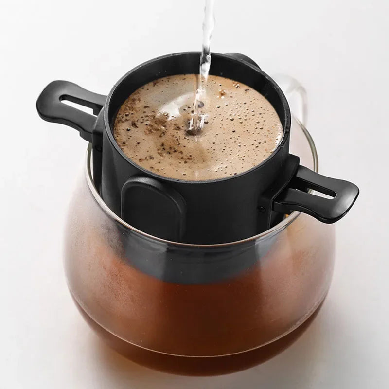Coffee Filter Set Stainless Steel Drip Coffee Holder Funnel Portable Reusable Tea Infuser Stand Paperless Pour Coffee Dripper