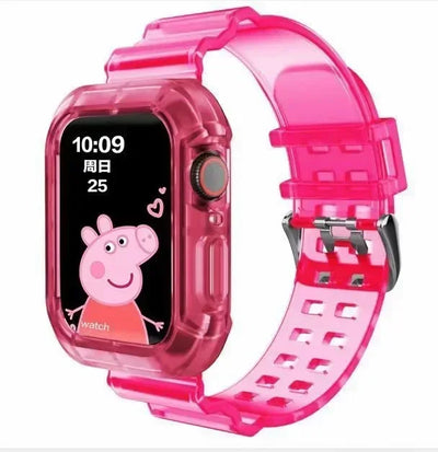 Silicone Band+Case for Apple Watch 10 42 46mm Strap 44/45MM 41/40mm Transparent Bracelet For Iwatch Series 9 8 7 6 Se 5 Correas