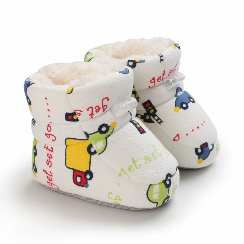 Winter Cute Cartoon Baby Boots for Boys and Girls Cotton Soft Sole Anti slip and Warm Preschool Children's Walking Shoes with
