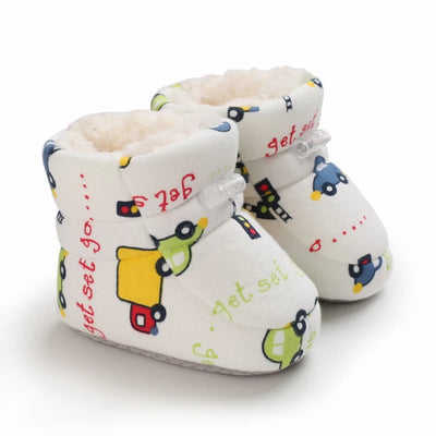 Winter Cute Cartoon Baby Boots for Boys and Girls Cotton Soft Sole Anti slip and Warm Preschool Children's Walking Shoes with