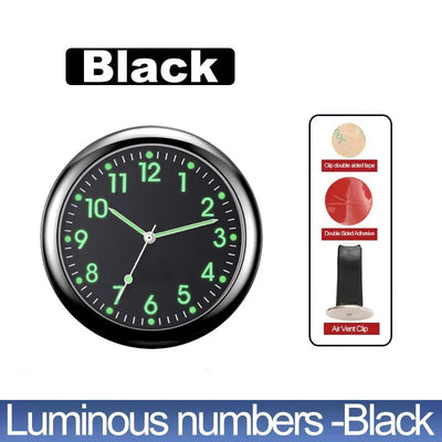 LUMINOUS MINI QUARTZ CAR CLOCK – STICK-ON DIGITAL WATCH ORNAMENT FOR AUTO INTERIOR