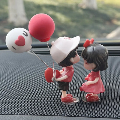 2PCS CUTE COUPLE CAR ORNAMENTS – KISSING BALLOON LOVERS DASHBOARD DECORATION & AUTO INTERIOR ACCESSORIES
