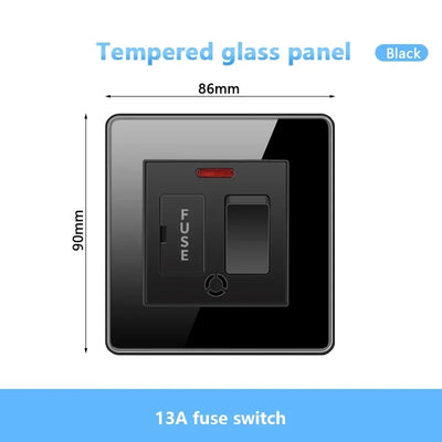 Black UK 18W Type-C Quick charge Socket Universal Double 3pin USB Power Outlet,220V Electrical Wall LED Light 2way Switch TV TEL