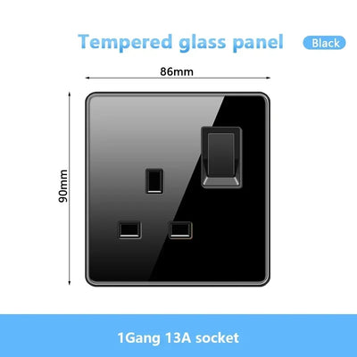 Black UK 18W Type-C Quick charge Socket Universal Double 3pin USB Power Outlet,220V Electrical Wall LED Light 2way Switch TV TEL