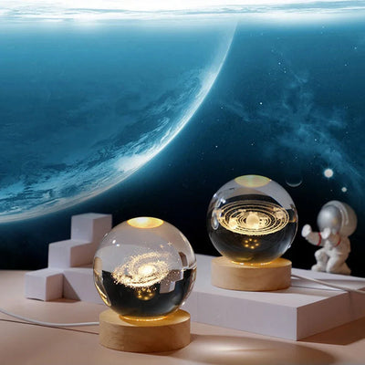 6cm 3D LED Crystal Ball Toys Table Lamp 3D Moon Planet Galaxy Decor Party Educational Toys for Kids Adult Birthday Xmas Gifts