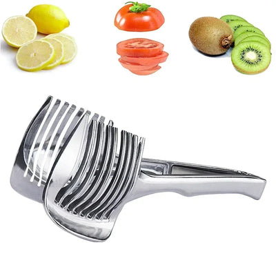 STAINLESS STEEL HANDHELD FRUIT & VEGETABLE SLICER – ORANGE, LEMON, TOMATO, ONION CUTTING CLIP