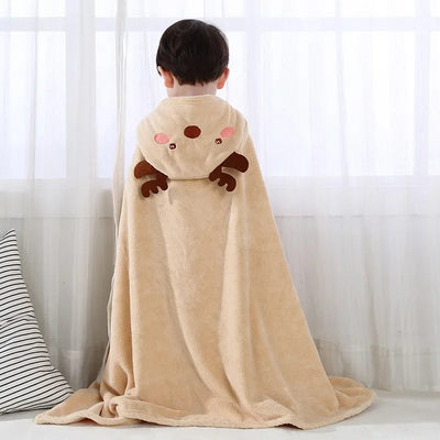 140x70cm Children's Cartoon Cloak Baby Hat Bath Towel Baby Bathrobes Bath Towel Cloak Quick Drying Bath Robe Hooded