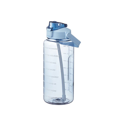 2000ml Sports Drinking Bottles with Time Marker Men Women Water Bottle with Straw Large Capacity Outdoor Cup Fitness Drinkware