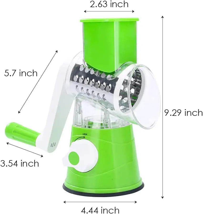 Cheese Grater Rotary, Rotary Grater for Kitchen, 3 in 1 Grater Vegetable Slicer with 3 Drum Blades,Fast Cutting Cheese Shredder