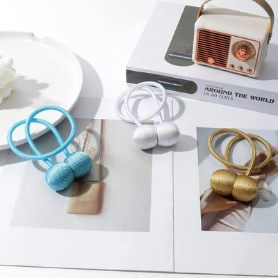 MAGNETIC BALL CURTAIN TIEBACKS – HOLD BACK CLIPS & HOOKS
