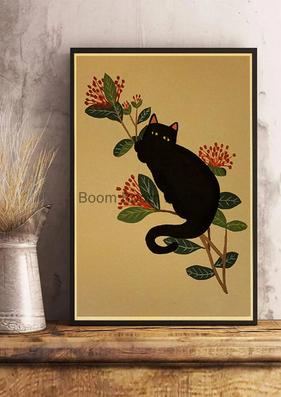 Fun And Cute Lover Cat Paper Poster Graffiti Picture Retro Personality Paper Wall Sticker Retro Bar Cafe Home Room Gift Decor