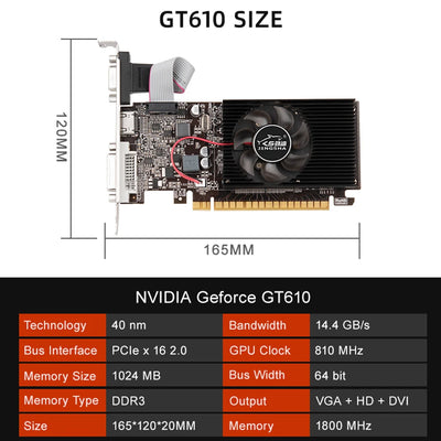 GT730 4GB DDR3 Video Card GT 730 Graphics Card HD VGA DVI Port PCI-E2.0 16X Computer Gaming Graphics Cards Mute Fan GT610 1G/2G