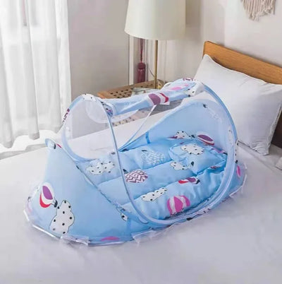 BABY MOSQUITO NETTING FOLDING CRIB BEDDING WITH MATTRESS & PILLOW, TRAVEL BED SUPPLIES FOR BABY (0-3 YEARS OLD)